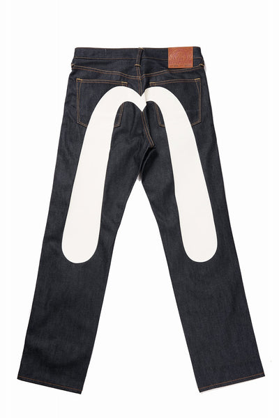 EVISU HT, DAICOCK PRINTED JEANS WHITE-REGULAR FIT (RAW INDIGO)