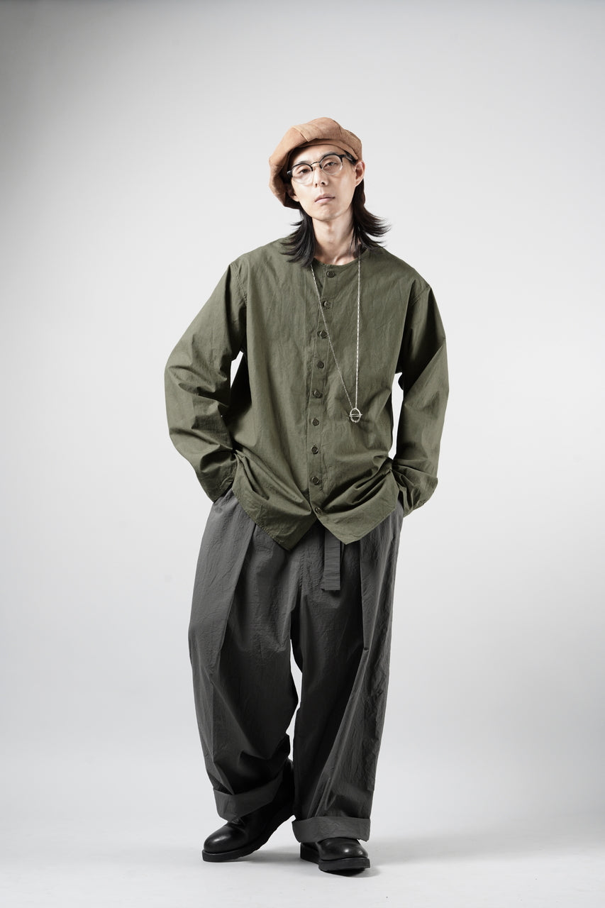 画像をギャラリービューアに読み込む, YUTA MATSUOKA collarless shirt / hard twist yarn horse cloth (khaki)