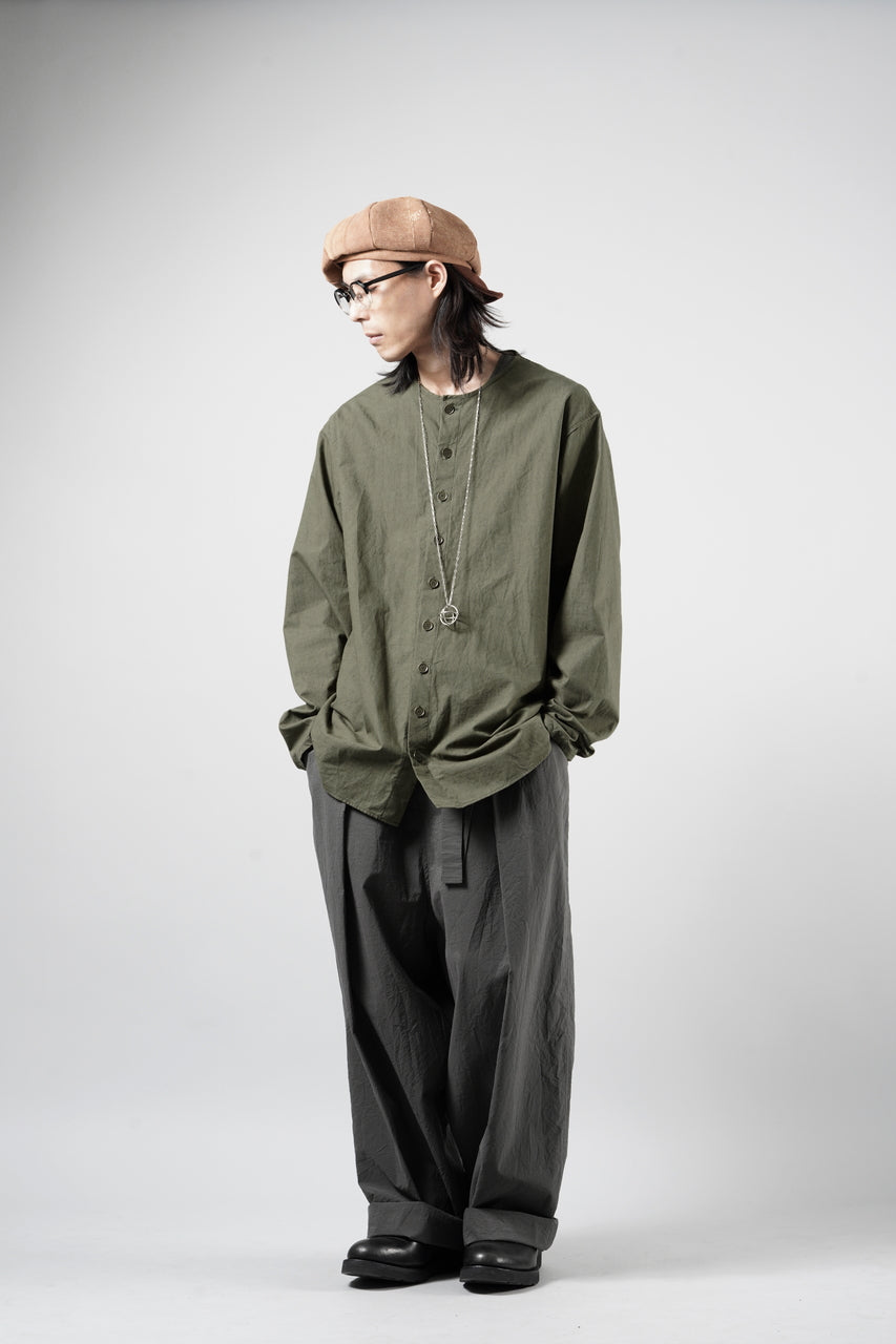 画像をギャラリービューアに読み込む, YUTA MATSUOKA collarless shirt / hard twist yarn horse cloth (khaki)