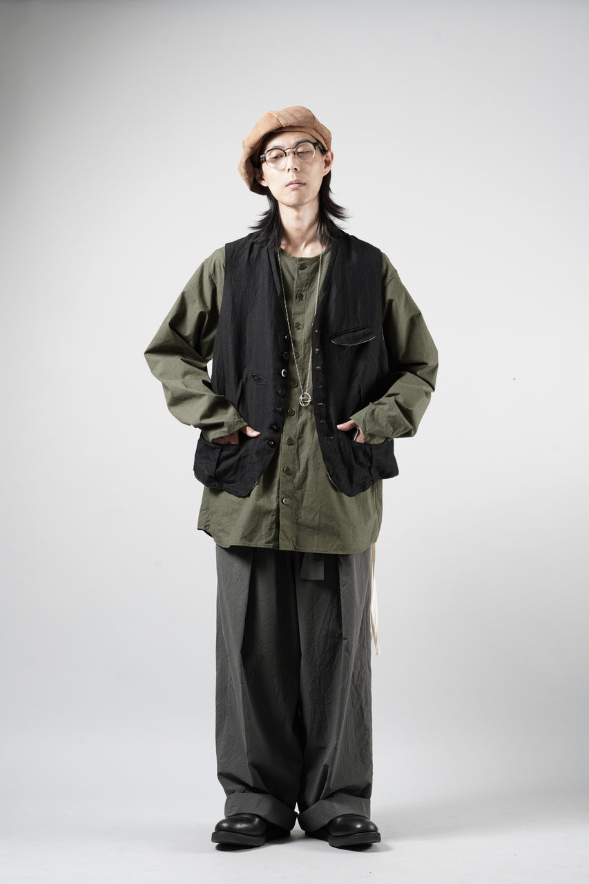 画像をギャラリービューアに読み込む, YUTA MATSUOKA collarless shirt / hard twist yarn horse cloth (khaki)