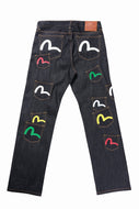 EVISU HT, MULTI-POCKET DENIM JEANS-REGULAR FIT (RAW INDIGO)