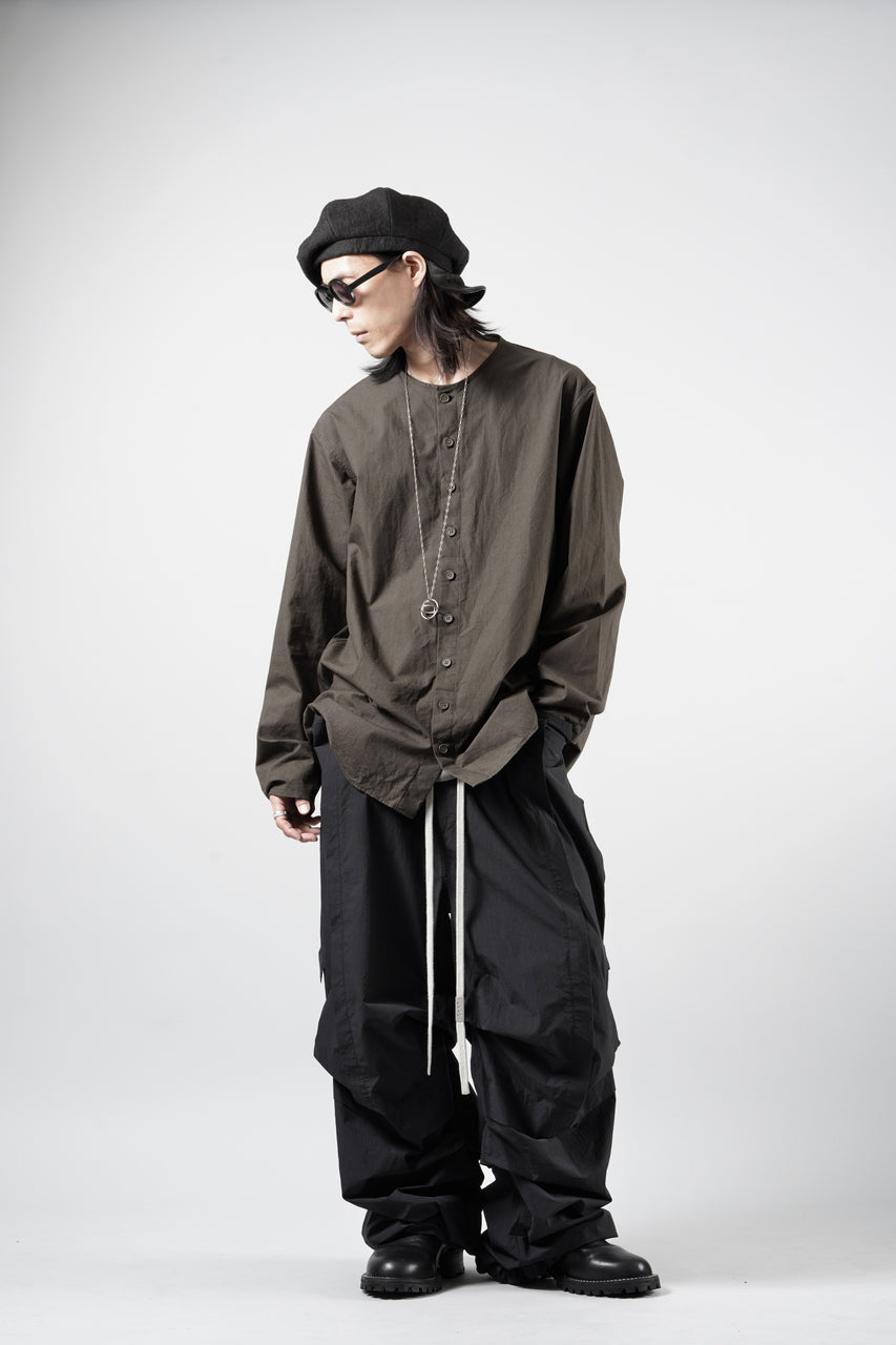 画像をギャラリービューアに読み込む, YUTA MATSUOKA collarless shirt / hard twist yarn horse cloth (dark brown)