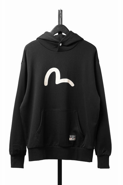 EVISU HT, SEAGULL PRINTED HOODIE-RELAX FIT (BLACK)