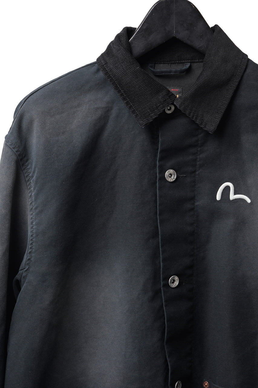 Load image into Gallery viewer, EVISU EJ, VINTAGE WASHED DAICOCK CHORE JACKET-RELAX FIT (BLACK)