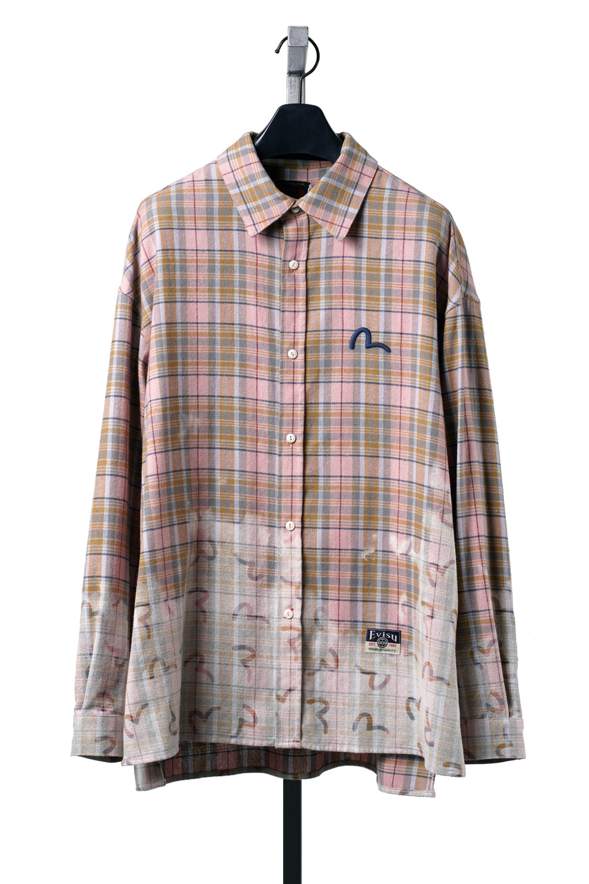 画像をギャラリービューアに読み込む, EVISU HT, SEAGULL AOP LS CHECKED SHIRT-REGULAR FIT (PINK CHECK)