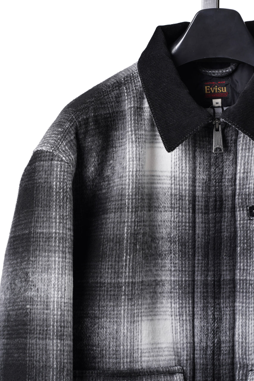 画像をギャラリービューアに読み込む, EVISU EJ, 3M THINSULATE PADDED GREY CHECK WORK QUILTED JACKET-RELAX FIT (GREY CHECK)