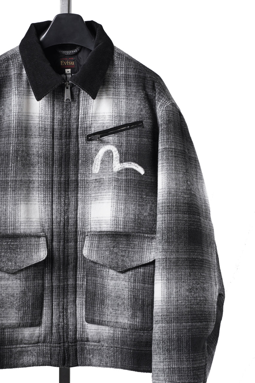 画像をギャラリービューアに読み込む, EVISU EJ, 3M THINSULATE PADDED GREY CHECK WORK QUILTED JACKET-RELAX FIT (GREY CHECK)