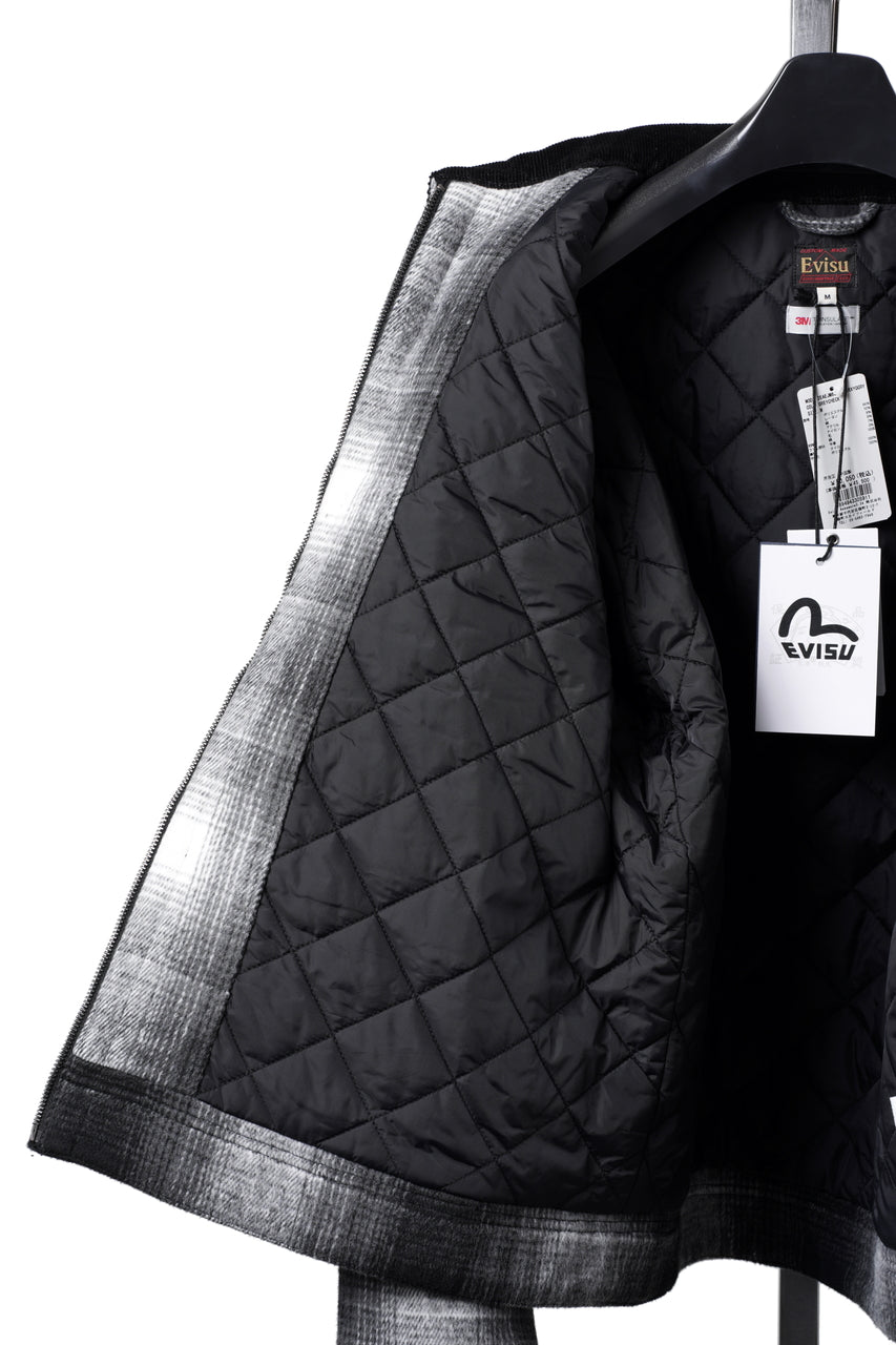 画像をギャラリービューアに読み込む, EVISU EJ, 3M THINSULATE PADDED GREY CHECK WORK QUILTED JACKET-RELAX FIT (GREY CHECK)