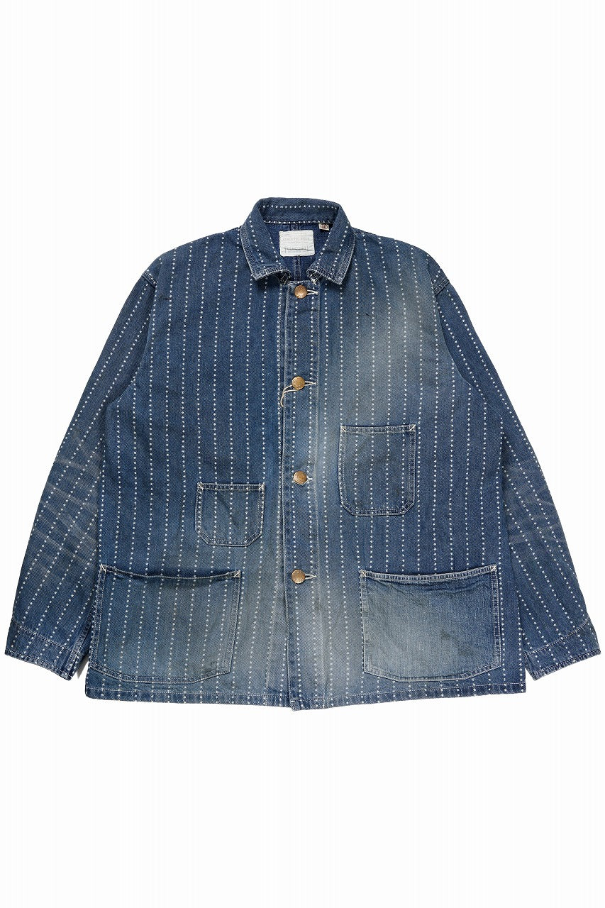 FULLCOUNT WABASH CHOREJACKET / INDIGO DYED DRILL with WASH STAR STRIPE (INDIGO / HAND ONE WASHED)