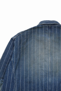 Load image into Gallery viewer, FULLCOUNT WABASH CHOREJACKET / INDIGO DYED DRILL with WASH STAR STRIPE (INDIGO / HAND ONE WASHED)