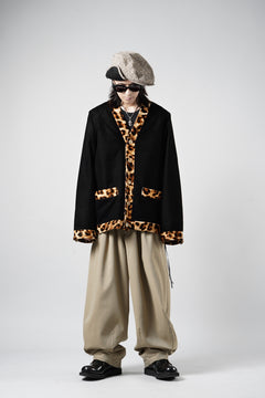 画像をギャラリービューアに読み込む, mastermind JAPAN LEOPARD VELVET CARDIGAN JACKET (BLACK x YELLOW)