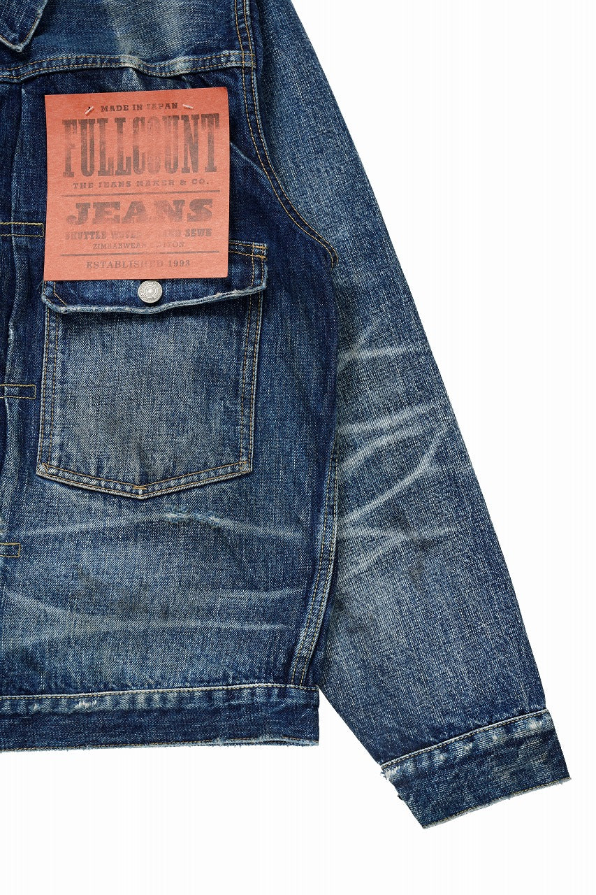 Load image into Gallery viewer, FULLCOUNT &quot;More Than just Fear&quot; Type 1 Denim Jacket / 13.7oz Zimbabwe Selvedge Denim (INDIGO BLUE)
