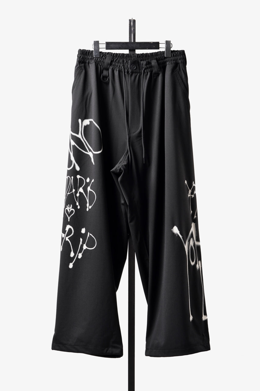 Y-3 Yohji Yamamoto CHITO GRAPHIC WIDE WOOL PANTS (BLACK