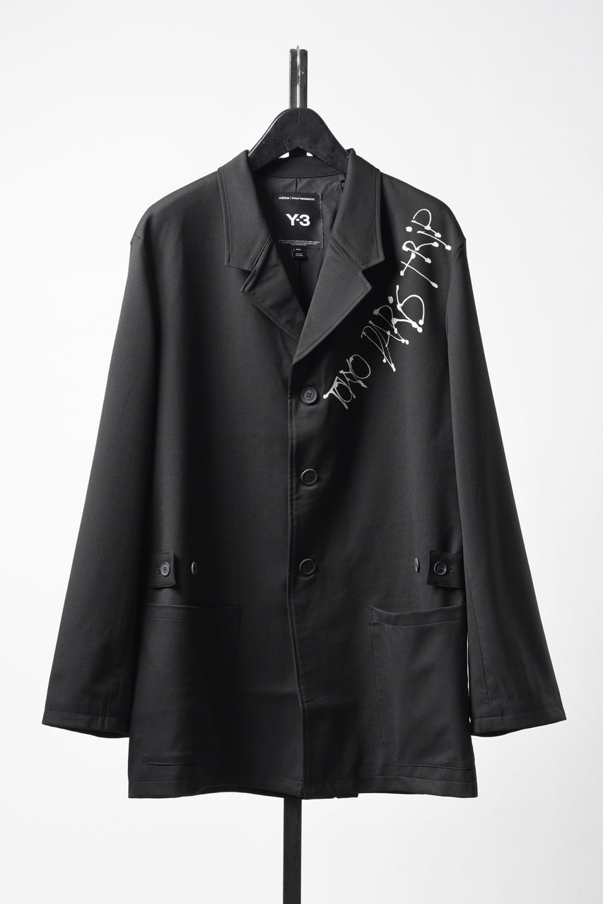 Y-3 Yohji Yamamoto CHITO CITY GRAPHIC WOOL BLAZER (BLACK