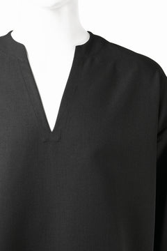 画像をギャラリービューアに読み込む, A.F ARTEFACT COLLARLESS SHIRT TOPS / PLAIN WEAVE (BLACK)