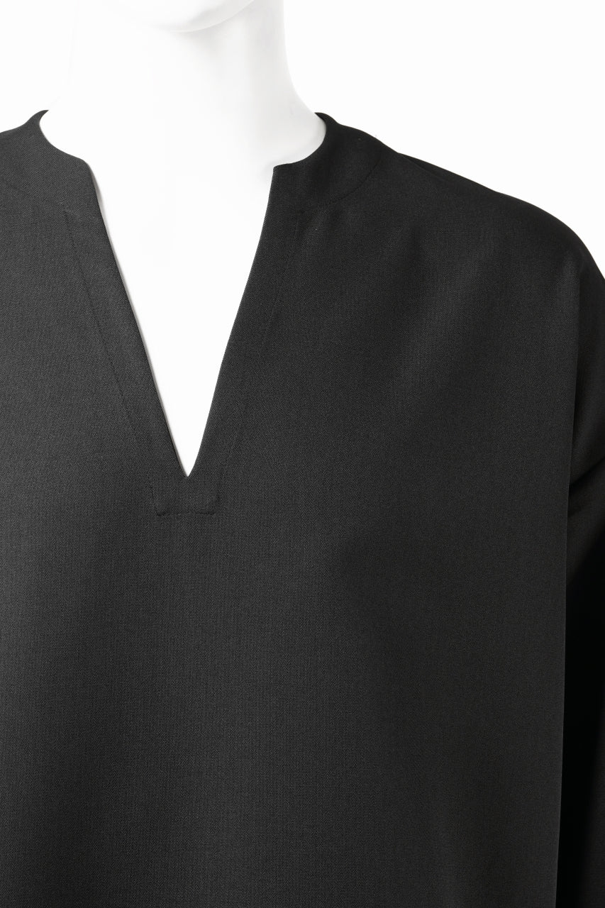 画像をギャラリービューアに読み込む, A.F ARTEFACT COLLARLESS SHIRT TOPS / PLAIN WEAVE (BLACK)
