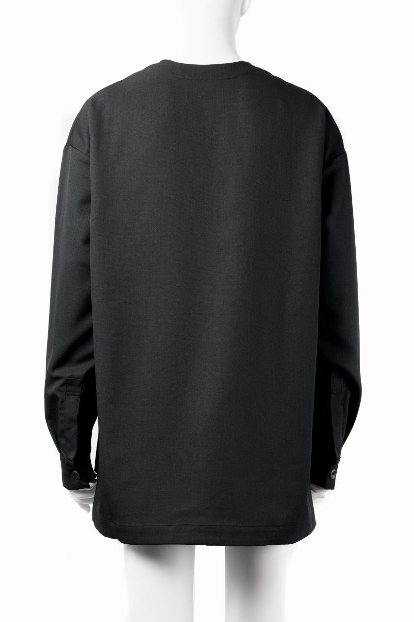 画像をギャラリービューアに読み込む, A.F ARTEFACT COLLARLESS SHIRT TOPS / PLAIN WEAVE (BLACK)