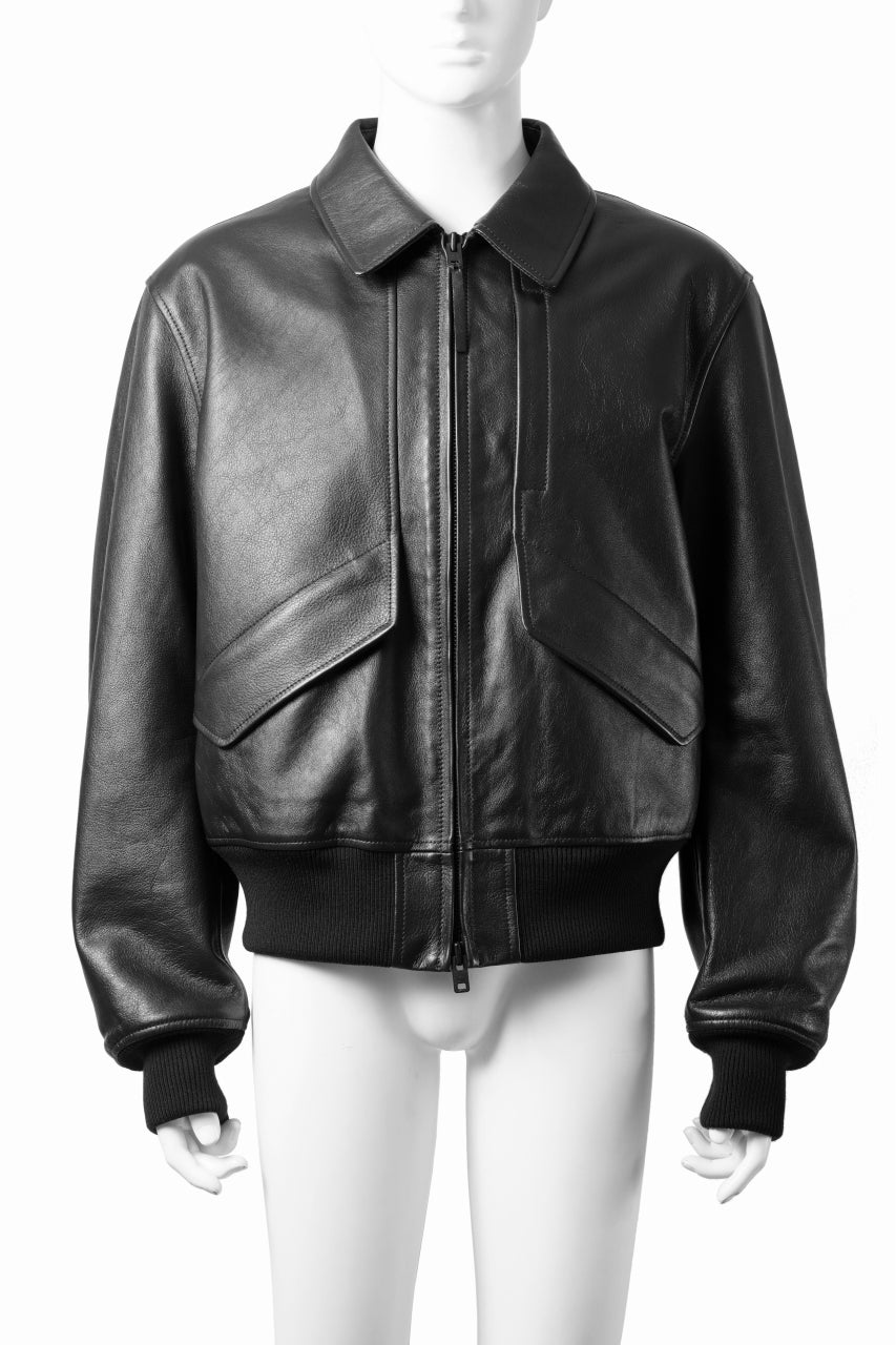 Y-3 Yohji Yamamoto LEATHER BOMBER JACKET (BLACK)