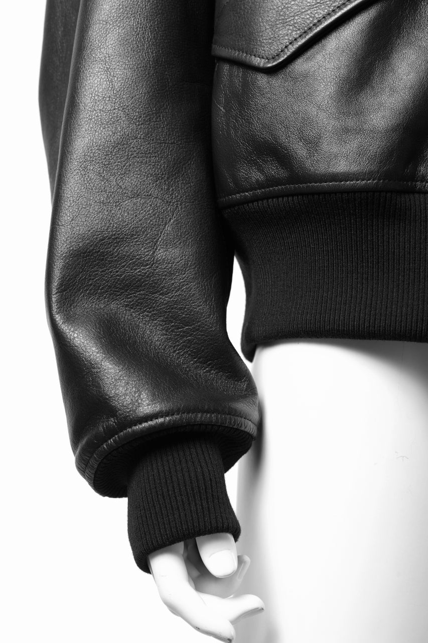 Y-3 Yohji Yamamoto LEATHER BOMBER JACKET (BLACK)