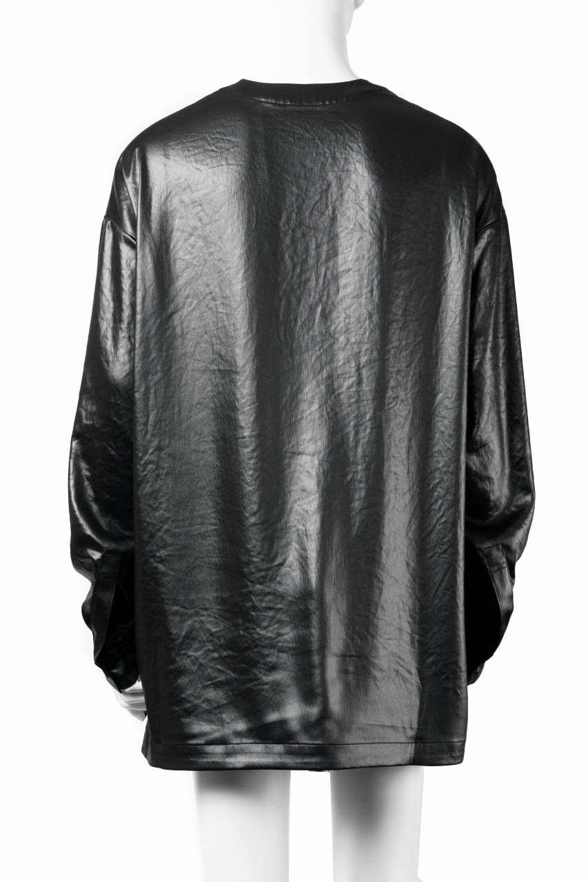 画像をギャラリービューアに読み込む, A.F ARTEFACT COLLARLESS SHIRT TOPS / SOFT SATIN (BLACK)