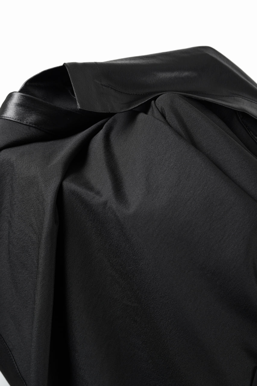 画像をギャラリービューアに読み込む, A.F ARTEFACT COLLARLESS SHIRT TOPS / SOFT SATIN (BLACK)