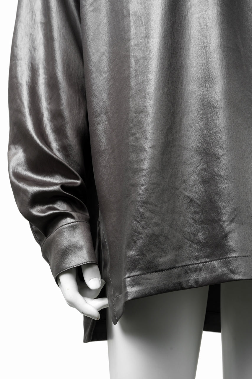 画像をギャラリービューアに読み込む, A.F ARTEFACT COLLARLESS SHIRT TOPS / SOFT SATIN (DARK GREY)