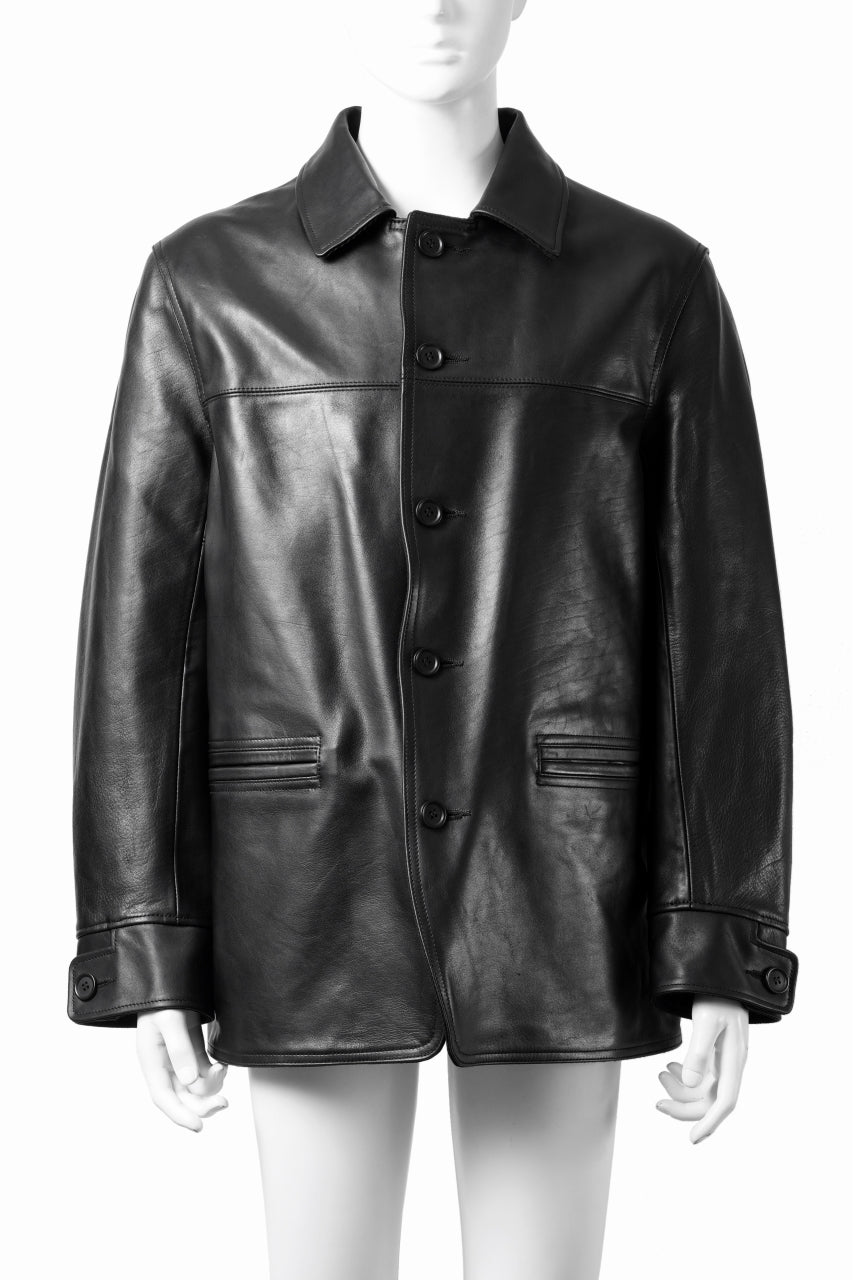 Y's for men x MASSES LEATHER CAR COAT / MA HORSE LEATHER (BLACK)