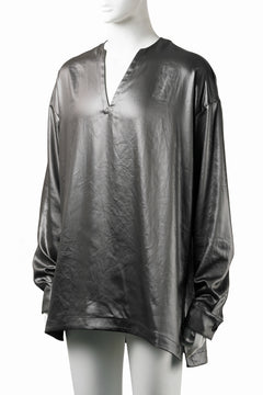 画像をギャラリービューアに読み込む, A.F ARTEFACT COLLARLESS SHIRT TOPS / SOFT SATIN (DARK GREY)
