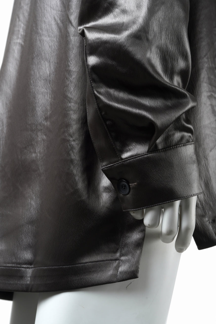 画像をギャラリービューアに読み込む, A.F ARTEFACT COLLARLESS SHIRT TOPS / SOFT SATIN (DARK GREY)