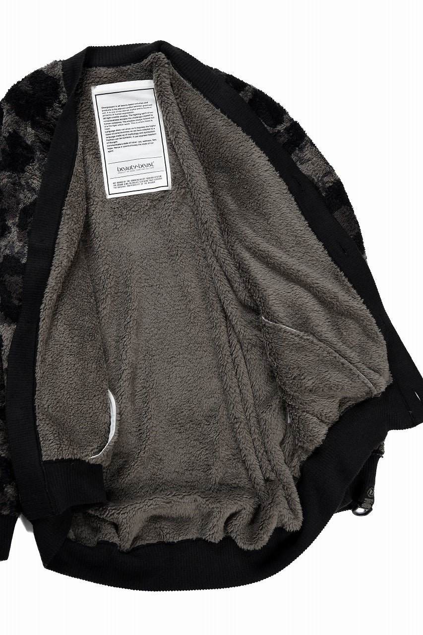 画像をギャラリービューアに読み込む, beauty : beast LARGE LEOPARD FLEECE CARDIGAN (DARK LEOPARD)