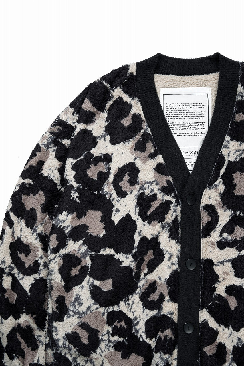 画像をギャラリービューアに読み込む, beauty : beast LARGE LEOPARD FLEECE CARDIGAN (LIGHT LEOPARD)