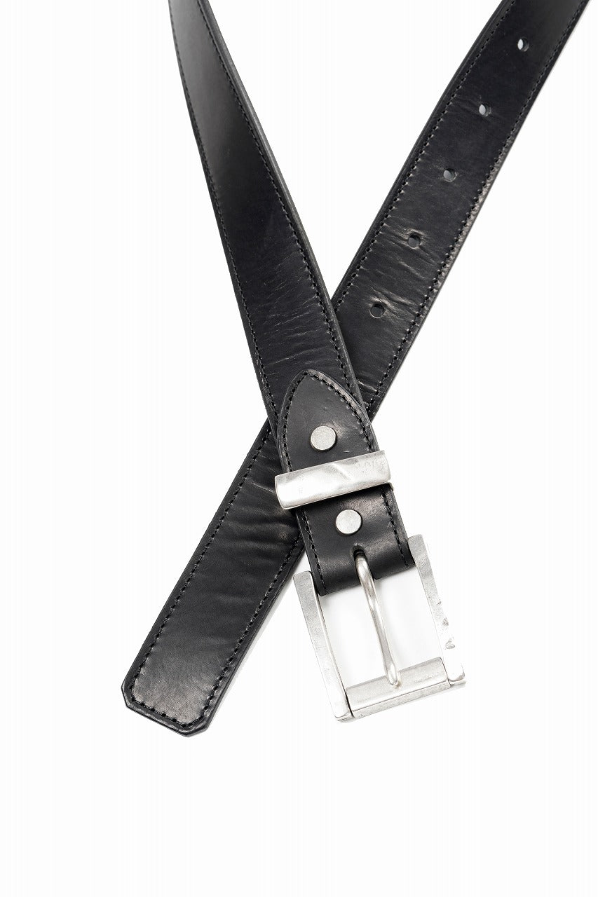 Load image into Gallery viewer, ISAMU KATAYAMA BACKLASH PIN-BELT 35mm / OBJECT DYED DOUBLE SHOULDER LEATHER (BLACK)