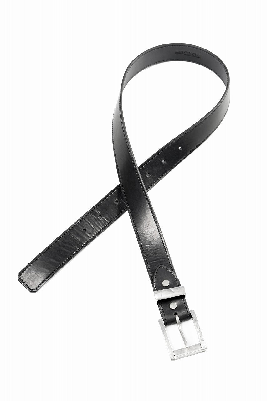 Load image into Gallery viewer, ISAMU KATAYAMA BACKLASH PIN-BELT 35mm / OBJECT DYED DOUBLE SHOULDER LEATHER (BLACK)