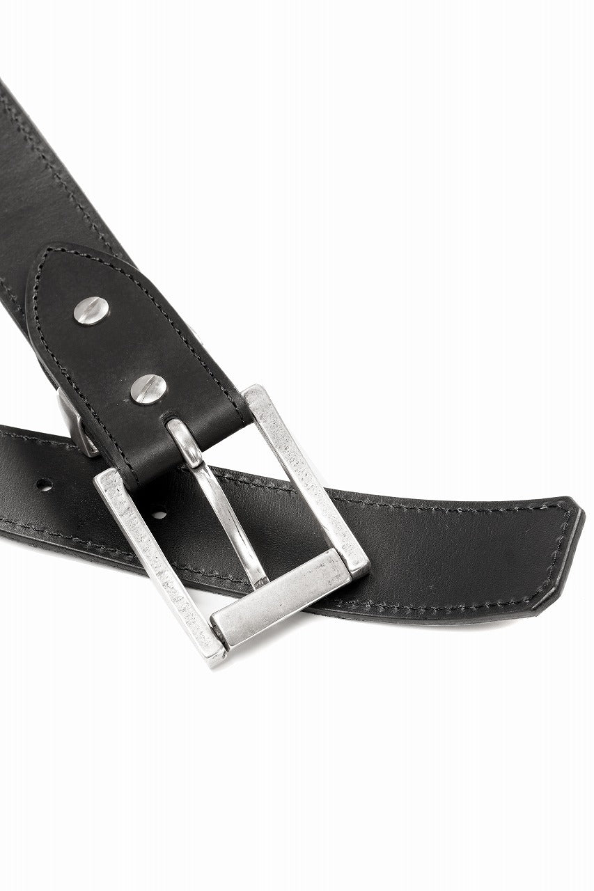 Load image into Gallery viewer, ISAMU KATAYAMA BACKLASH PIN-BELT 35mm / OBJECT DYED DOUBLE SHOULDER LEATHER (BLACK)