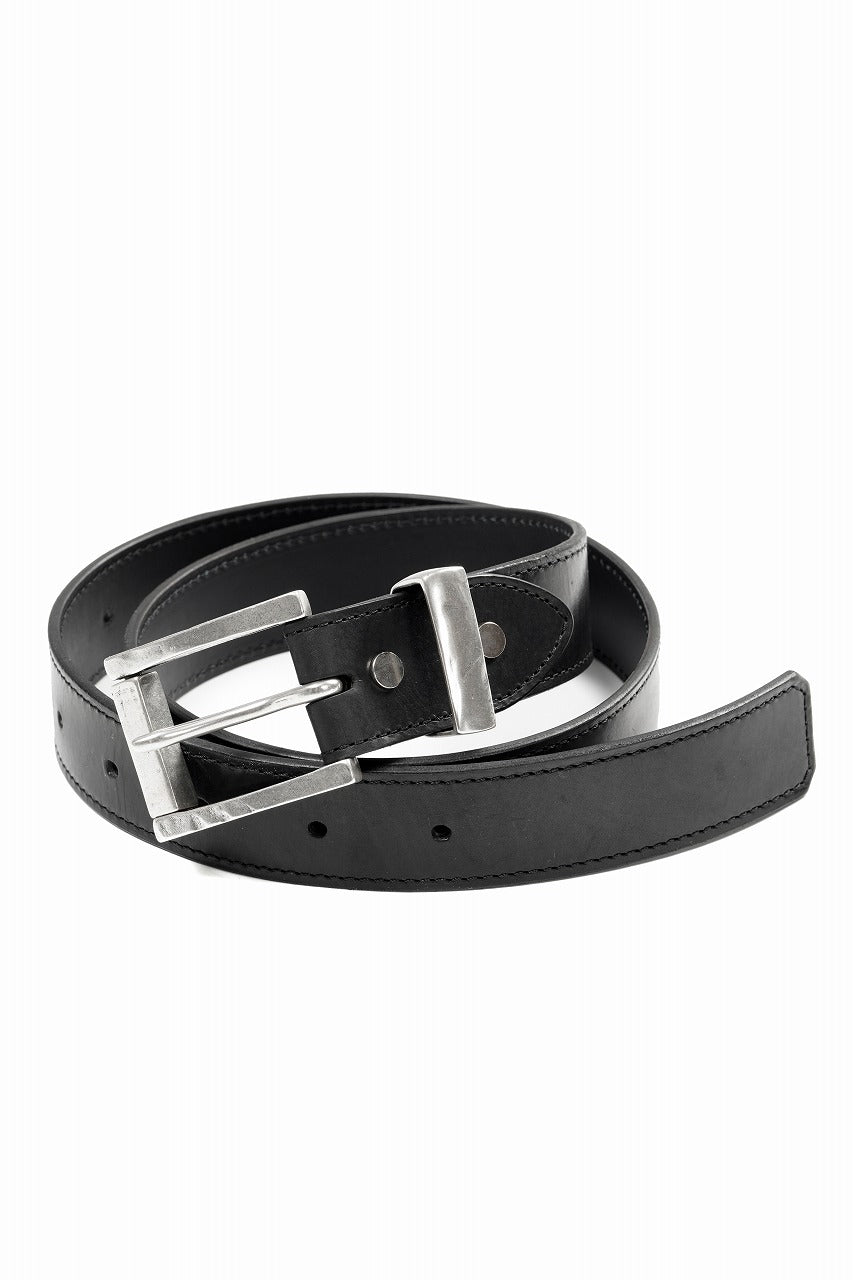 Load image into Gallery viewer, ISAMU KATAYAMA BACKLASH PIN-BELT 35mm / OBJECT DYED DOUBLE SHOULDER LEATHER (BLACK)