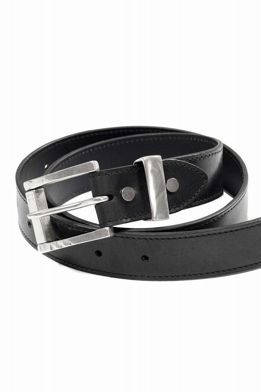 Load image into Gallery viewer, ISAMU KATAYAMA BACKLASH PIN-BELT 35mm / OBJECT DYED DOUBLE SHOULDER LEATHER (BLACK)
