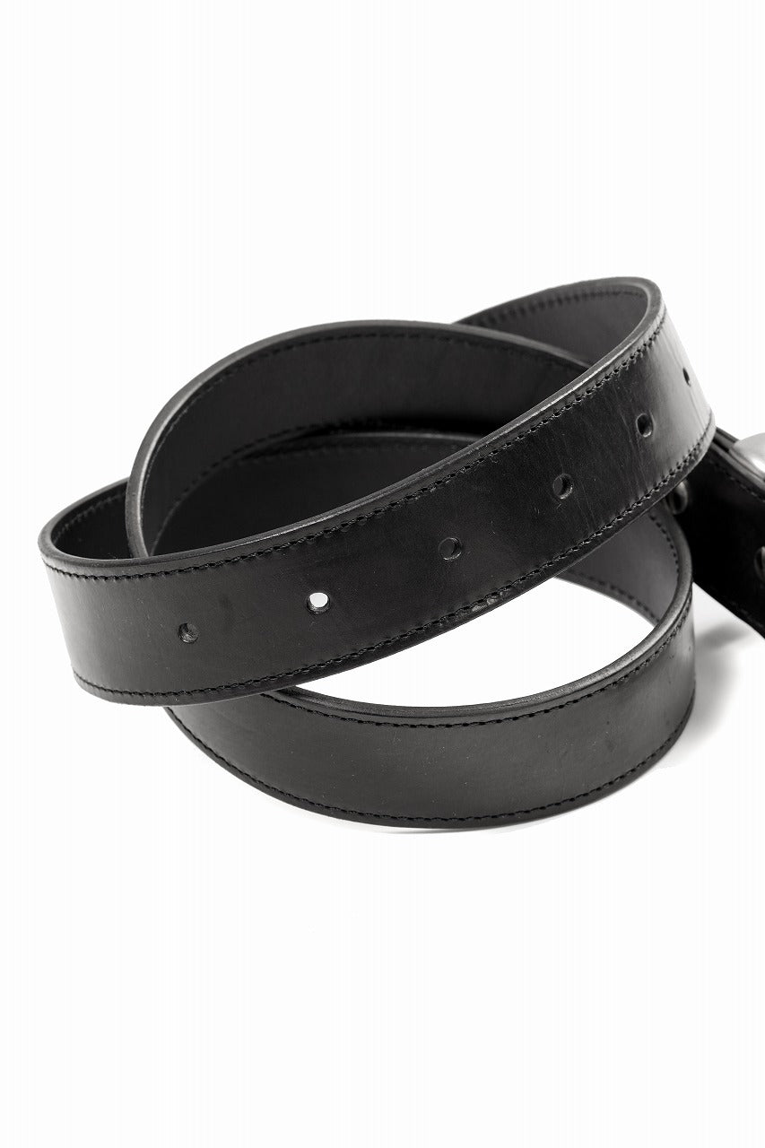ISAMU KATAYAMA BACKLASH PIN-BELT 35mm / OBJECT DYED DOUBLE SHOULDER LEATHER (BLACK)