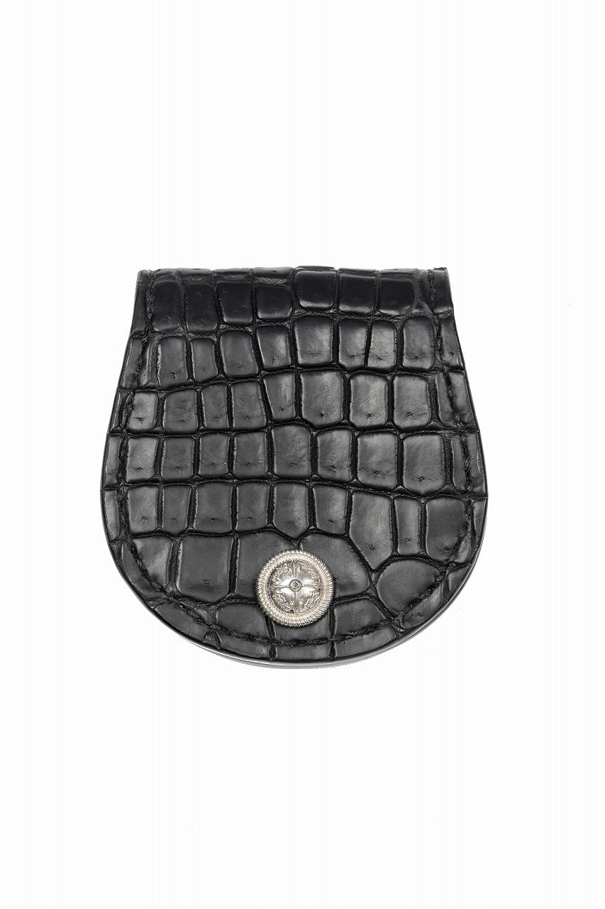 BACKLASH THE LINE CROCODILE+SILVER 925 BUTTON COIN PURSE (BLACK)
