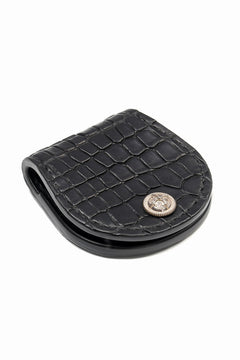 Load image into Gallery viewer, BACKLASH THE LINE CROCODILE+SILVER 925 BUTTON COIN PURSE (BLACK)