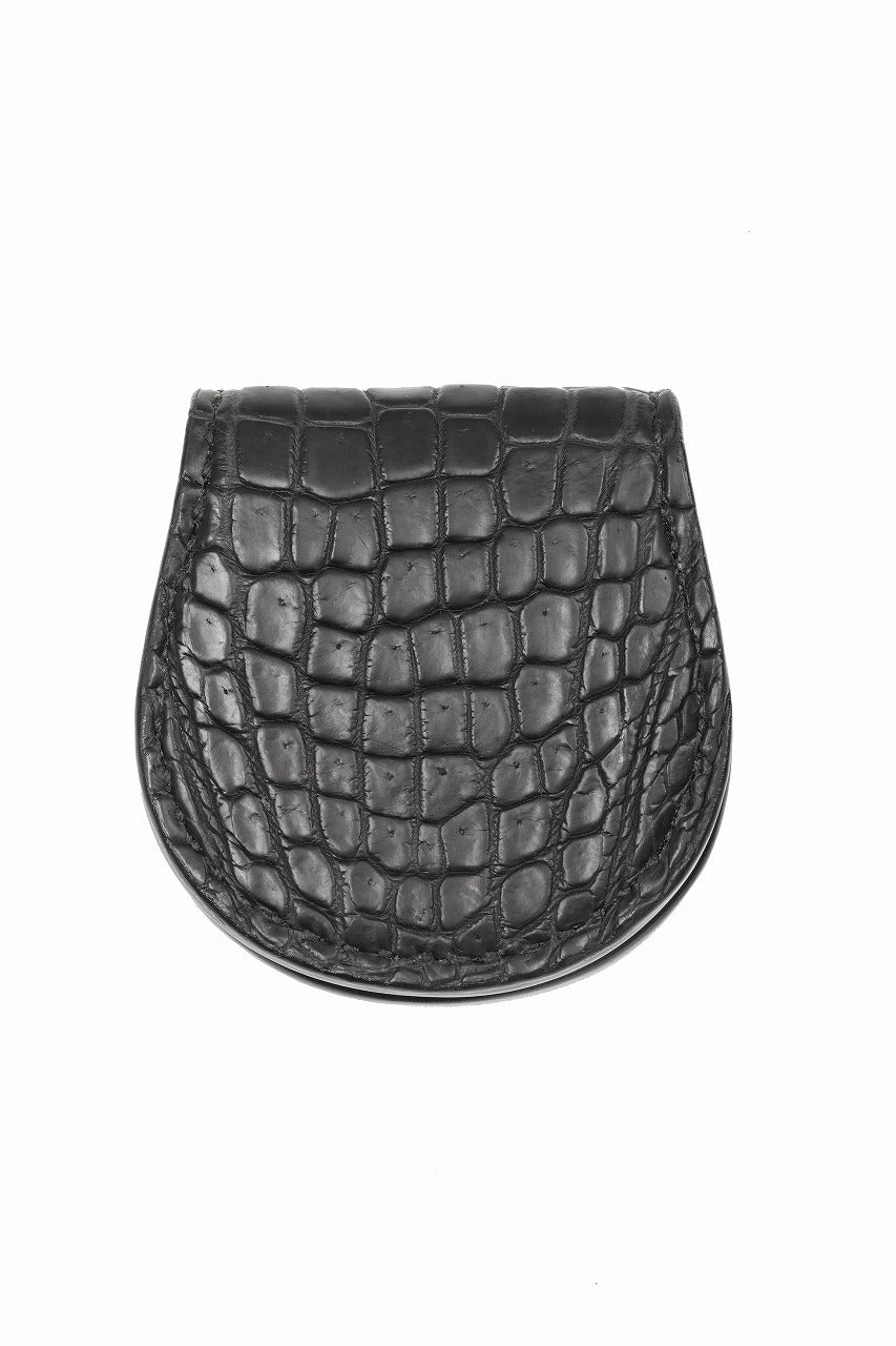 Load image into Gallery viewer, BACKLASH THE LINE CROCODILE+SILVER 925 BUTTON COIN PURSE (BLACK)