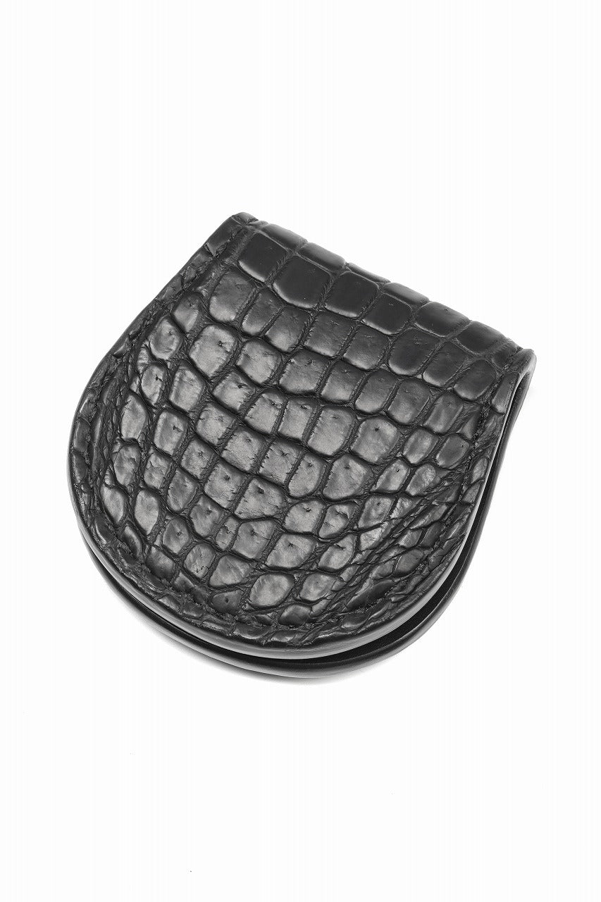 Load image into Gallery viewer, BACKLASH THE LINE CROCODILE+SILVER 925 BUTTON COIN PURSE (BLACK)