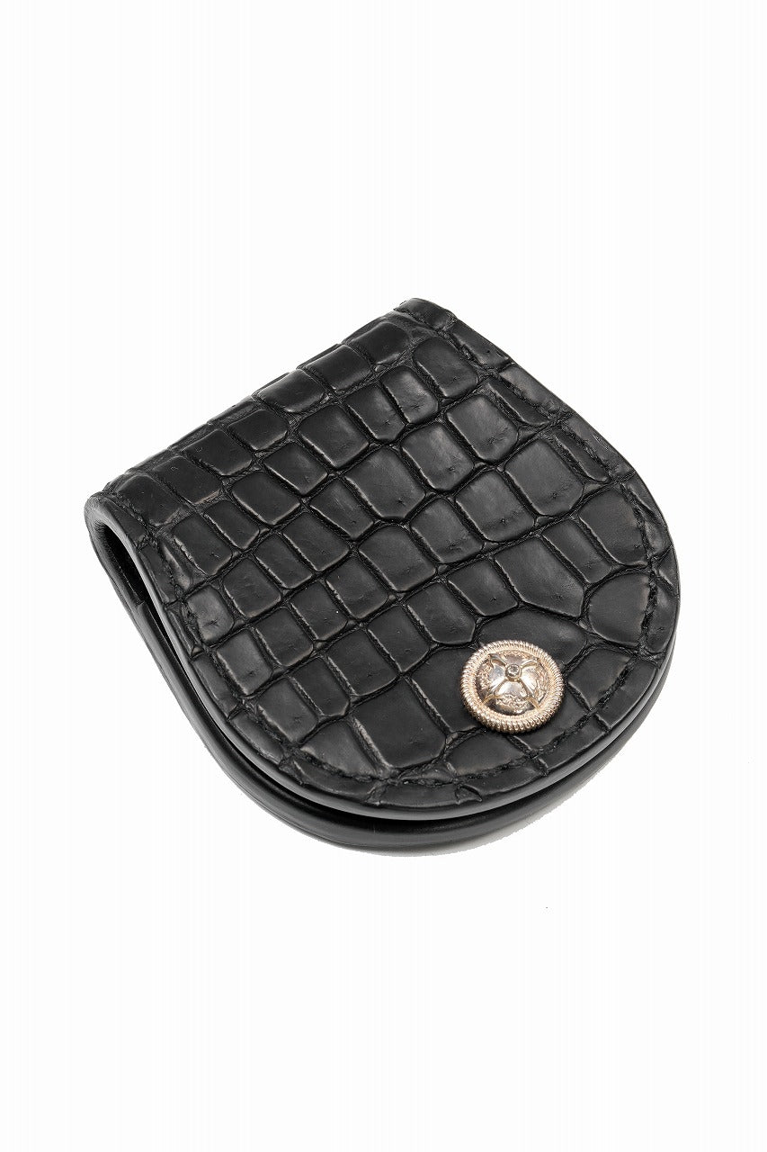 Load image into Gallery viewer, BACKLASH THE LINE CROCODILE+SILVER 925 BUTTON COIN PURSE (BLACK)