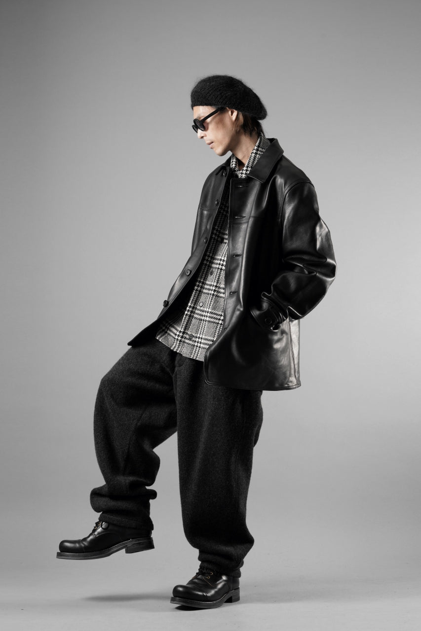 Y's for men x MASSES LEATHER CAR COAT / MA HORSE LEATHER (BLACK)