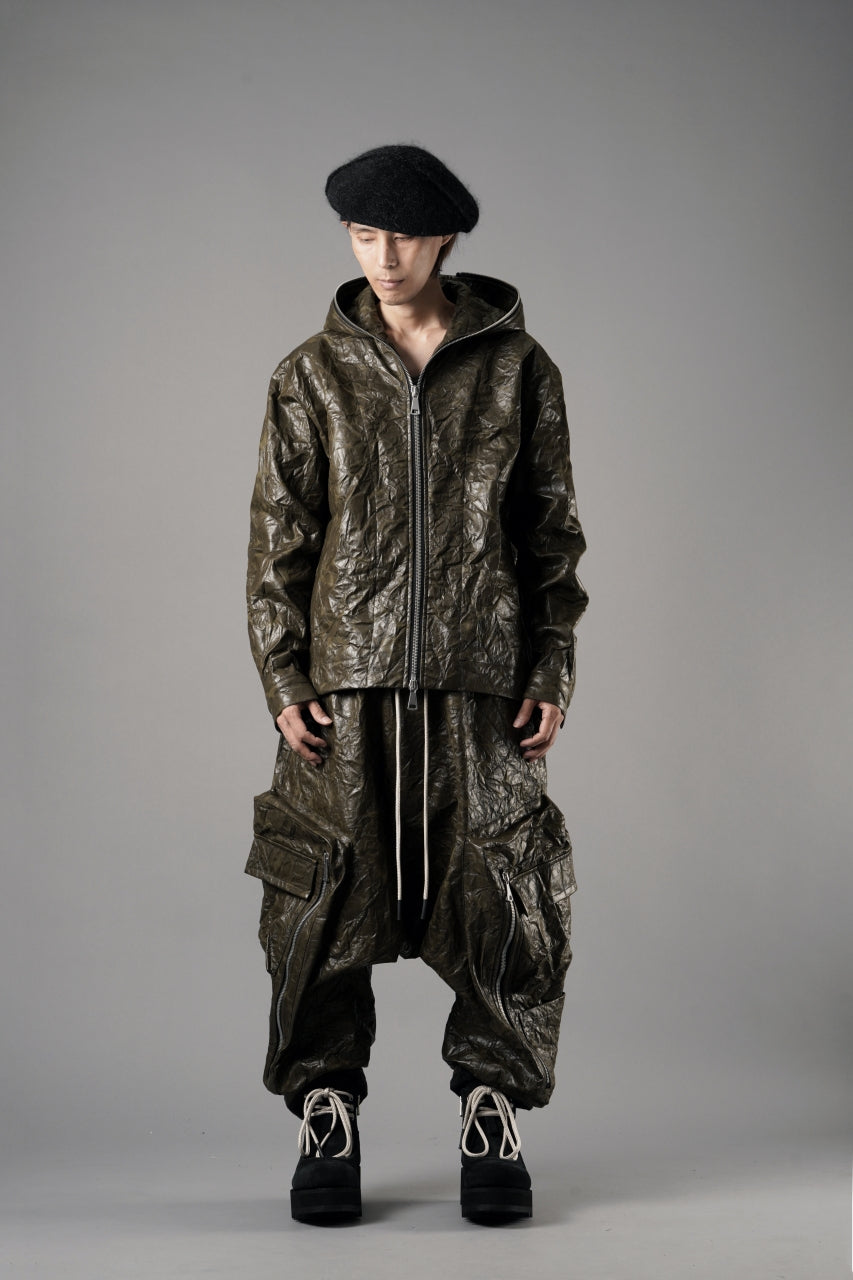 画像をギャラリービューアに読み込む, A.F ARTEFACT HOODED ZIPPER BLOUSON / WASHER SYNTHETIC LEATHER (KHAKI)