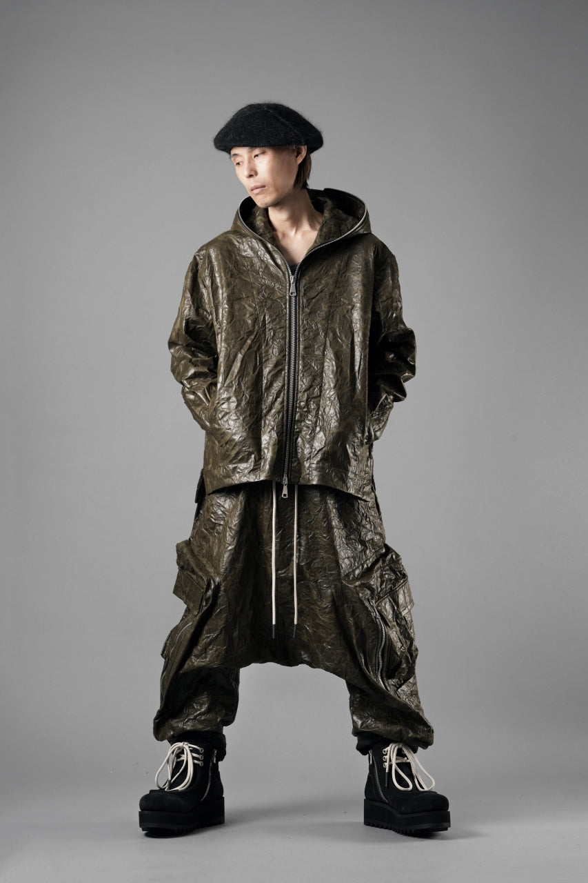 画像をギャラリービューアに読み込む, A.F ARTEFACT DROPCLOTCH WIDE PANTS / WASHER SYNTHETIC LEATHER (KHAKI)