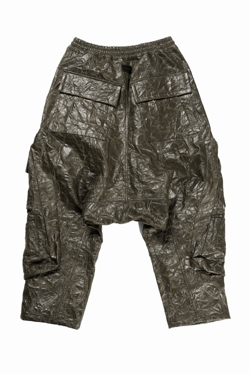 A.F ARTEFACT DROPCLOTCH WIDE PANTS / WASHER SYNTHETIC LEATHER (KHAKI)