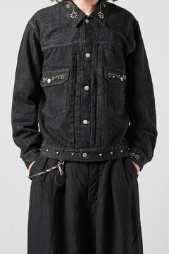 画像をギャラリービューアに読み込む, FULLCOUNT × HTC Type-2  Super Smooth Jean Jacket On Studs by Zip Stevenson (BLACK)