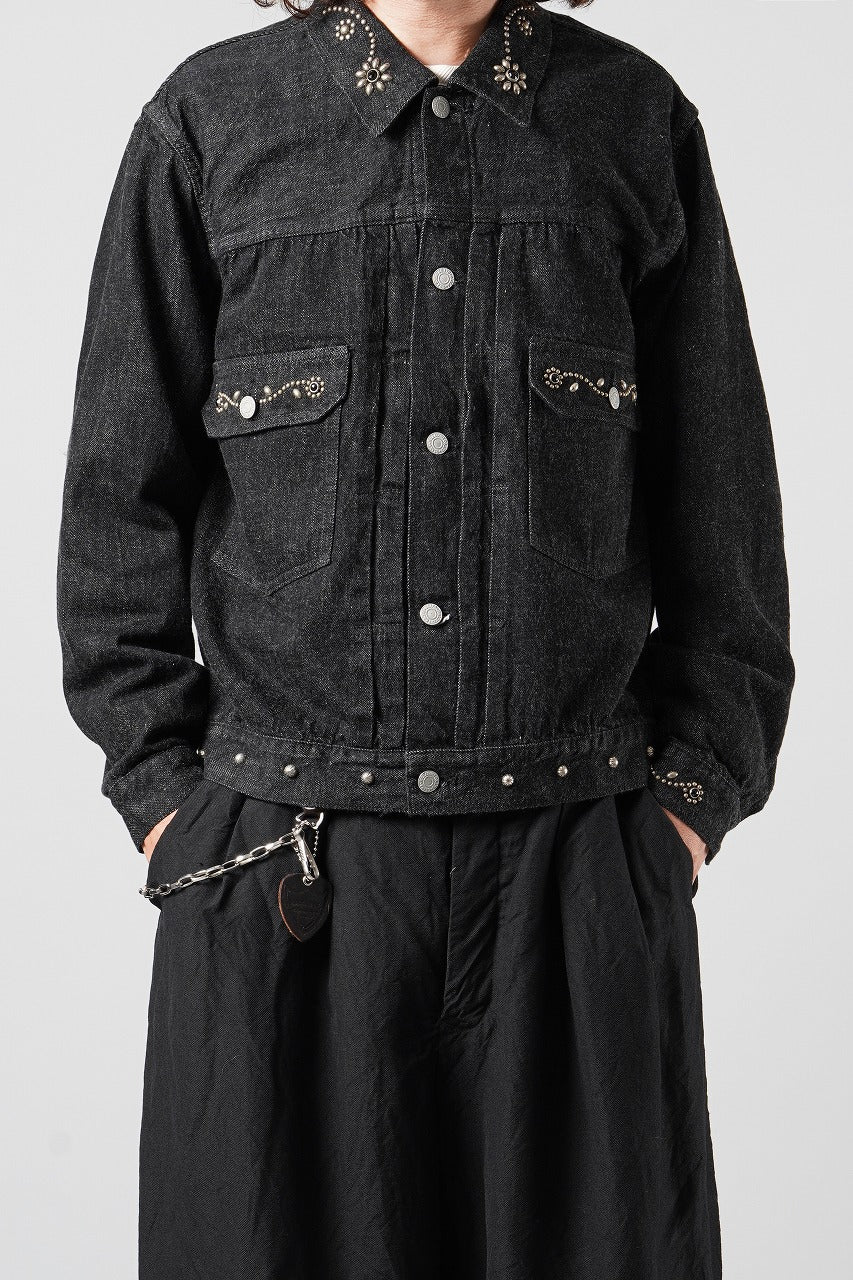 画像をギャラリービューアに読み込む, FULLCOUNT × HTC Type-2  Super Smooth Jean Jacket On Studs by Zip Stevenson (BLACK)