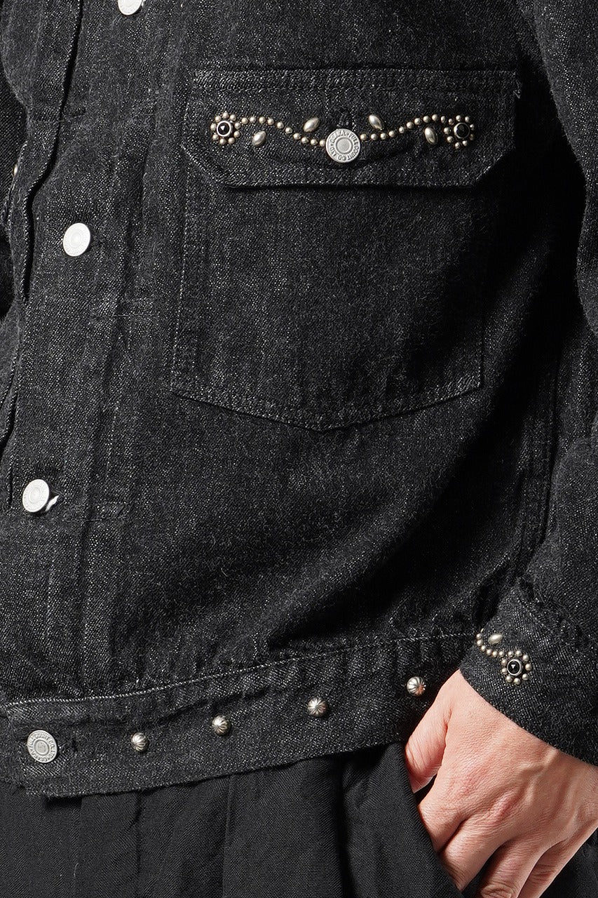 画像をギャラリービューアに読み込む, FULLCOUNT × HTC Type-2  Super Smooth Jean Jacket On Studs by Zip Stevenson (BLACK)