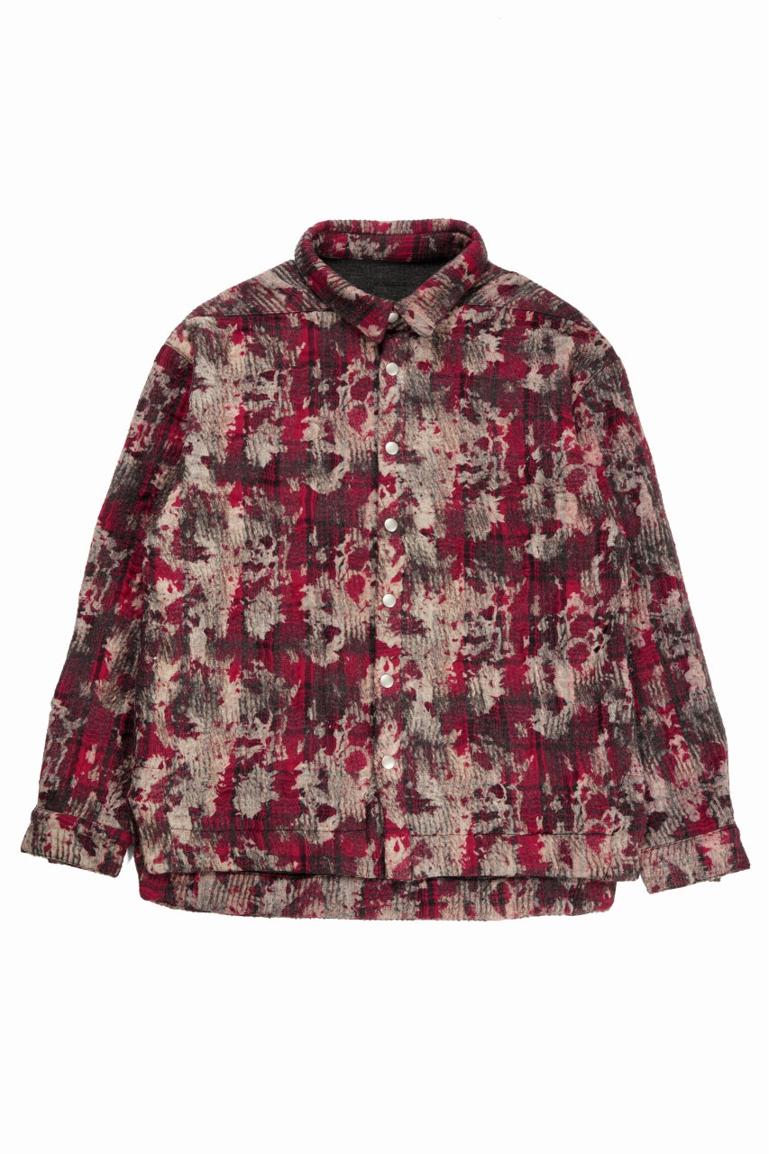 画像をギャラリービューアに読み込む, A.F ARTEFACT SNAPPED SHIRT / JACQUARD ABSTRACT PATTERN (RED)